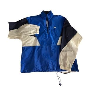 Vtg Nike ‘90s Blue Colorblock Windbreaker pullover 1/4 zip Jacket size large